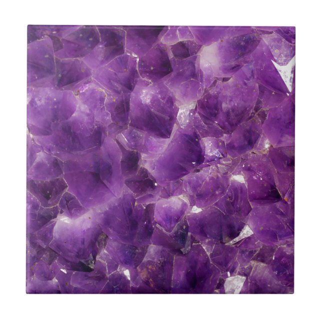 Azulejo De Cerámica Roca Amethyst púrpura febrero Birthstone de la (Frente)