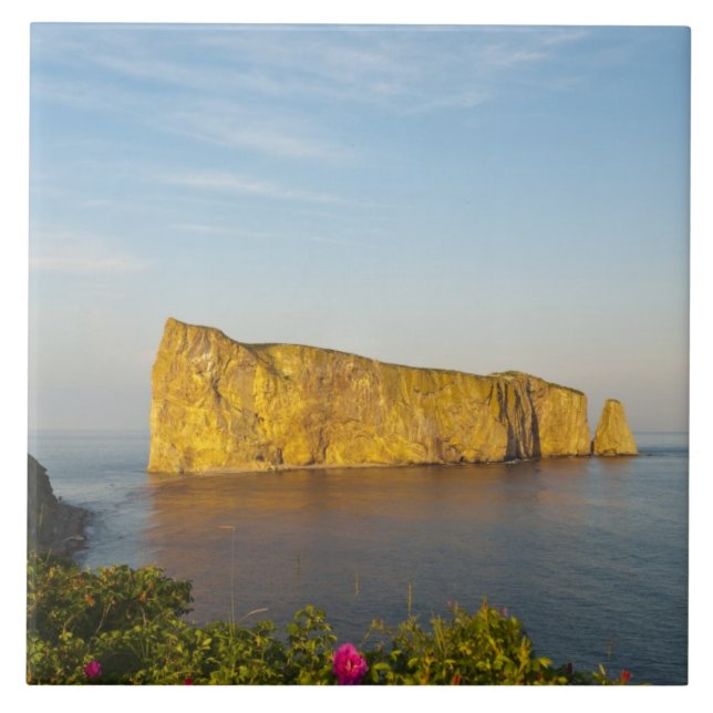 Azulejo De Cerámica Rocher Perce (Roca Perce), Quebec, Canadá. (Frente)