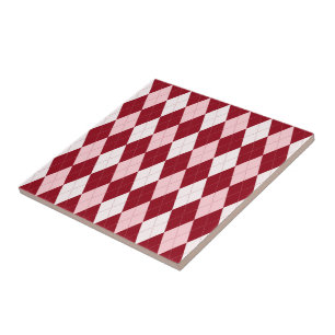 Azulejo De Cerámica Rojo Argyle Carmesí Rosa Pequeña Forma de Diamante