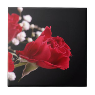 Azulejo De Cerámica Rojo Rose Floral Tile