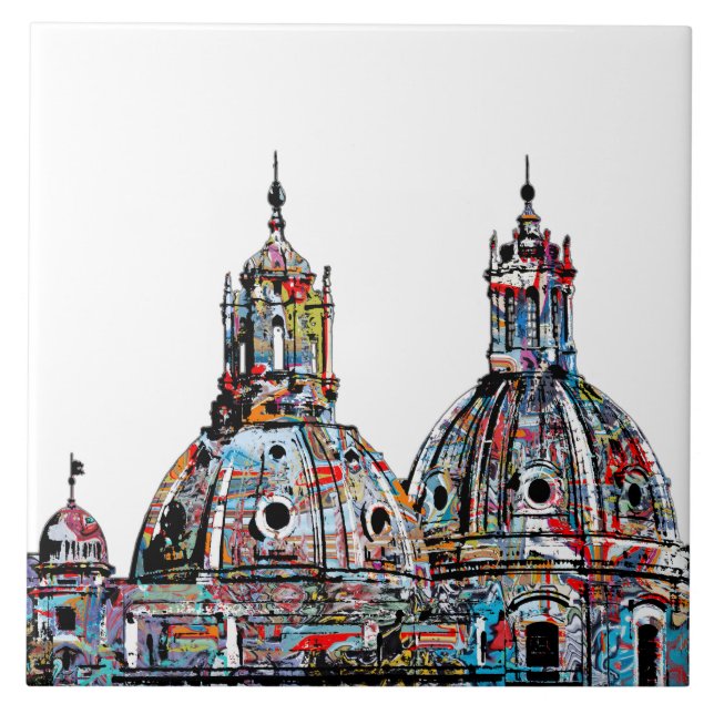 Azulejo De Cerámica Roma, Italia en graffiti (Frente)