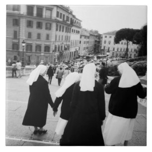 Azulejo De Cerámica Roma Italia, ¡Patrulla de monjas! (NR)