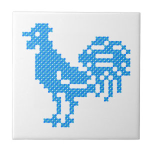 Azulejo De Cerámica Rooster azul