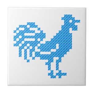 Azulejo De Cerámica Rooster azul