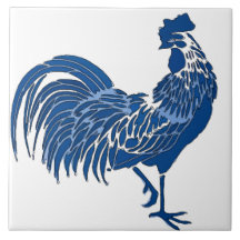 Rooster, Blue Dutch Delft Look