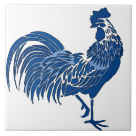 Azulejo De Cerámica Rooster, Blue Dutch Delft Look