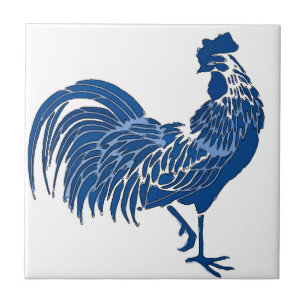 Azulejo De Cerámica Rooster, Blue Dutch Delft Look