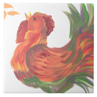 Azulejo De Cerámica Rooster Crowing Tile Trivet