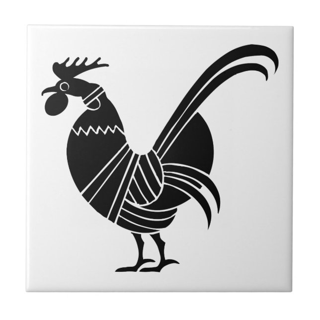 Azulejo De Cerámica Rooster, diseño de relieve griego (Frente)