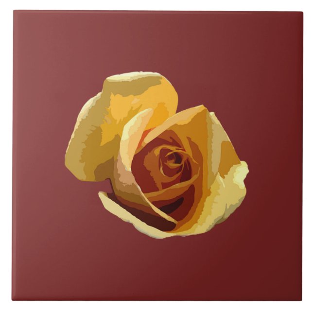 Azulejo de Cerámica Rosa Amarillo Marrón Rojizo (Frente)