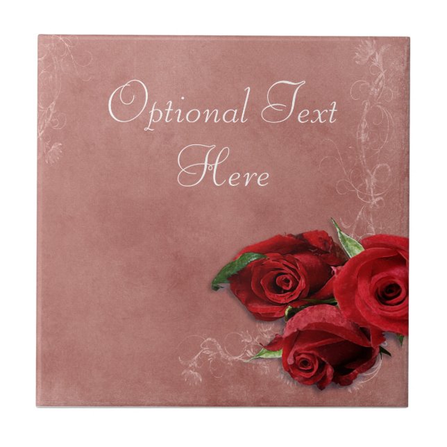 Azulejo De Cerámica Rosa de coral de época (Frente)