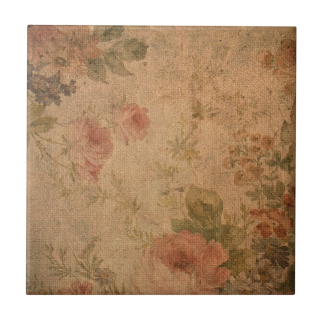 Azulejo De Cerámica Rosa de cosecha (Frente)