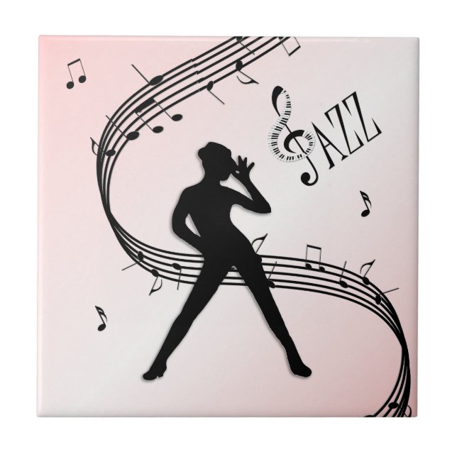 Azulejo de cerámica rosa de danza de jazz (Frente)