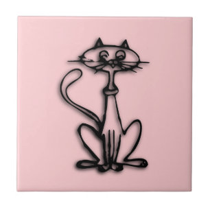 Azulejo De Cerámica Rosa de gato de Guay