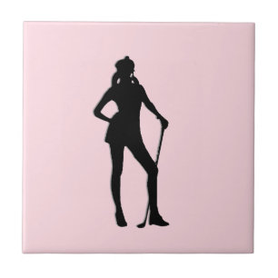 Azulejo de cerámica rosa de golfista femenina