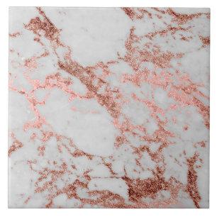Azulejo De Cerámica Rosa de oro de mármol moderno Purpurina