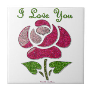 Azulejo De Cerámica Rosa de plantilla rosa te amo