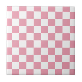 Azulejo De Cerámica Rosa de tablero de cheques rosa
