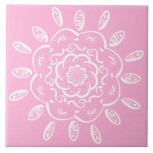 Azulejo De Cerámica Rosa Mandala