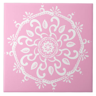Azulejo De Cerámica Rosa Mandala