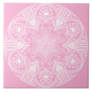 Azulejo De Cerámica Rosa Mandala