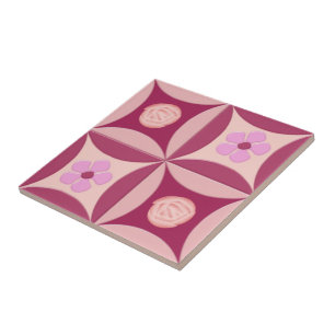 Azulejo De Cerámica Rosa MoonStone y flor de cerezo en la puerta