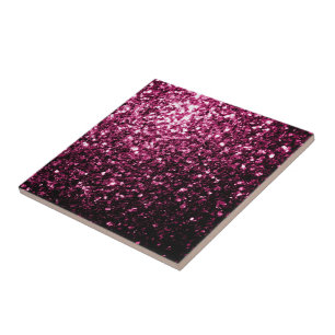 Azulejo De Cerámica Rosa oscuro falso brillo destellos brillantes