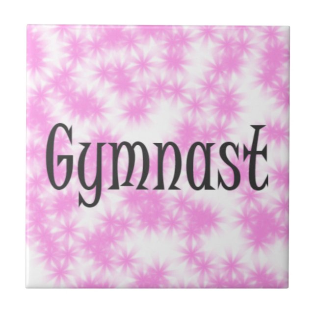 Azulejo De Cerámica Rosa y blanco de gimnasta (Frente)