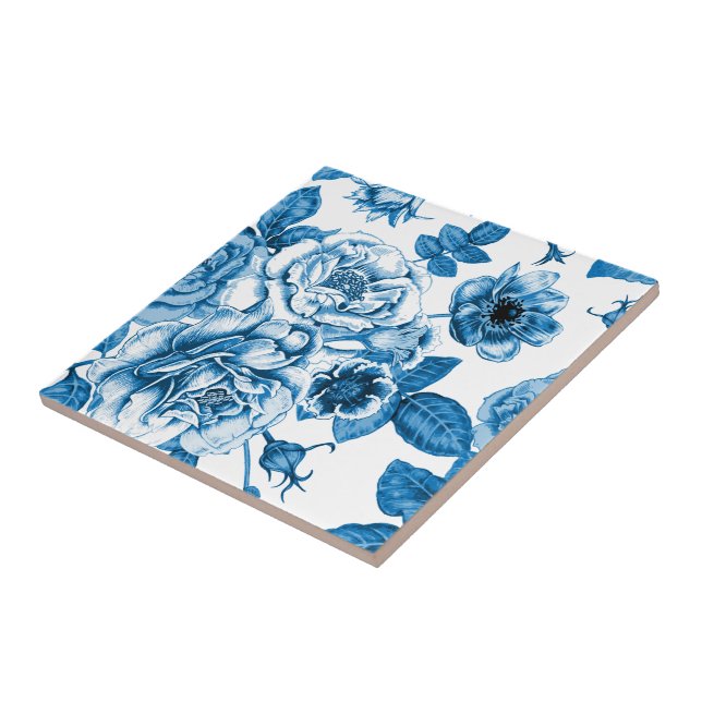 Azulejo De Cerámica Rosas azules (Lado)