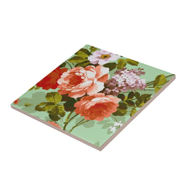 Azulejo De Cerámica Rosas coloridos (Lado)