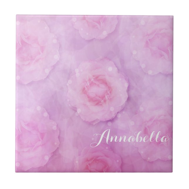 Azulejo De Cerámica Rosas de acuarela (Frente)