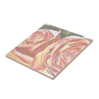 Azulejo De Cerámica Rosas de Té del Jardín