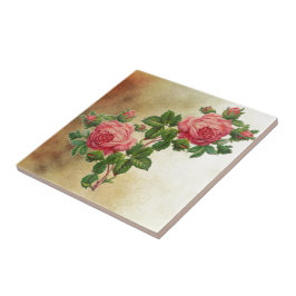 Azulejo De Cerámica rosas rojos del vintage