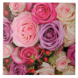 Azulejo De Cerámica rosas rosas mezcladas de Therosegarden