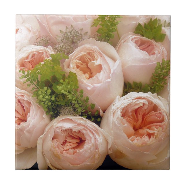 Azulejo De Cerámica Rosas rosas preciosas (Frente)