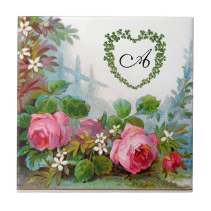 AZULEJO DE CERÁMICA ROSAS Y JAZMÍNES