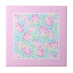 Azulejo De Cerámica Roses rosas blancas mariposas Polkas Cerámica Tile