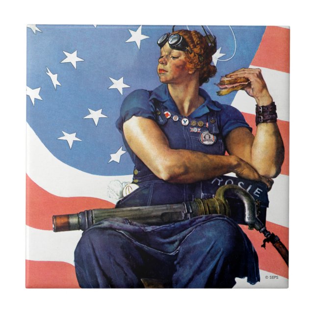Azulejo De Cerámica "Rosie the Riveter" (Frente)