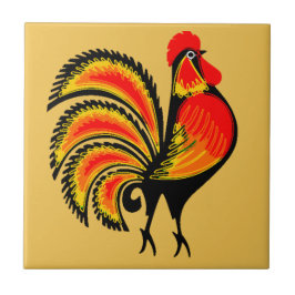 Azulejo De Cerámica Rostro rojo y Naranja