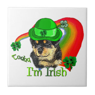 Azulejo De Cerámica Rottweiler Puppy St Pattys