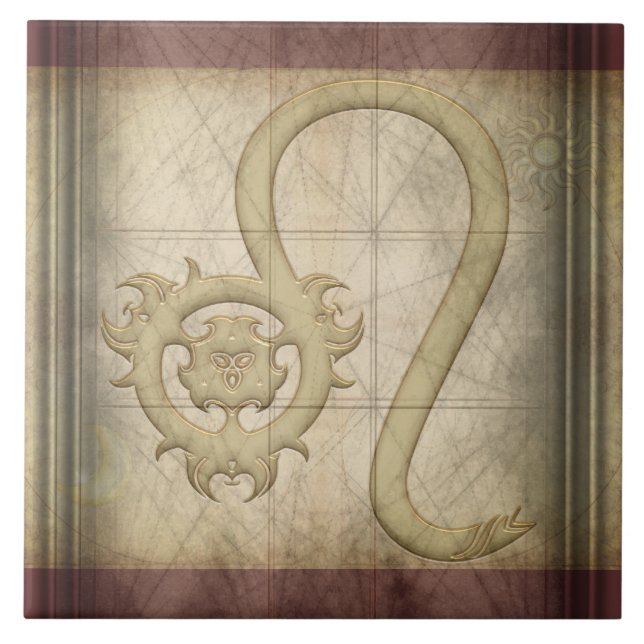 Azulejo De Cerámica Rótulo del zodiaco de Leo (Frente)