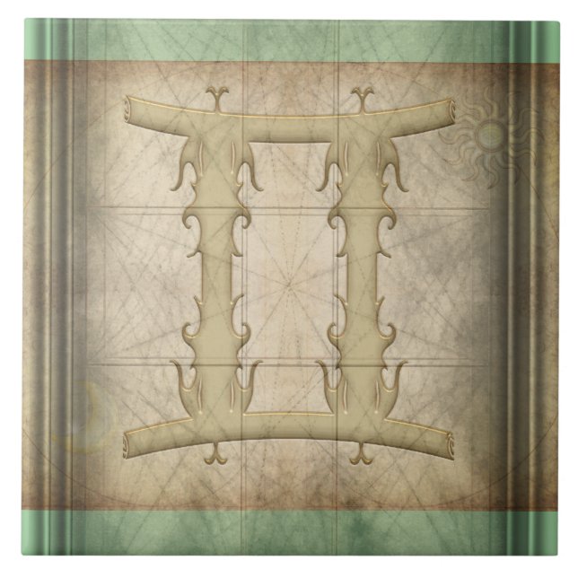 Azulejo De Cerámica Rótulo del zodiaco de los géminis (Frente)