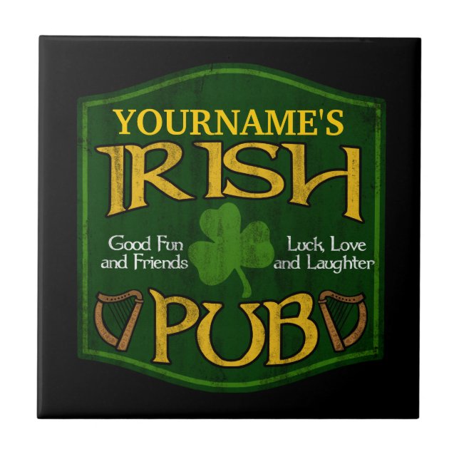 Azulejo De Cerámica Rótulo irlandés personalizado del Pub (Frente)