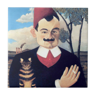 Azulejo De Cerámica Rousseau - Retrato de Pierre Loti Hombre con gato