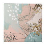 Azulejo De Cerámica Rubor y Oro I<br><div class="desc">Rubor & Gold I por June Erica Vess</div>