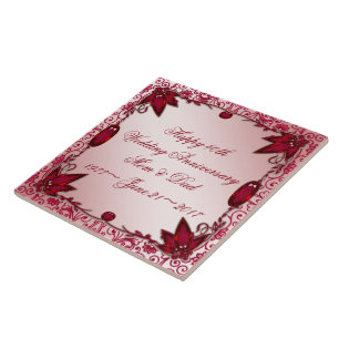 Azulejo De Cerámica Ruby 40.º Aniversario Boda Tile
