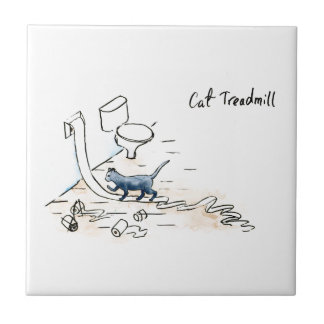 Azulejo De Cerámica Rueda de ardilla cómica del gato