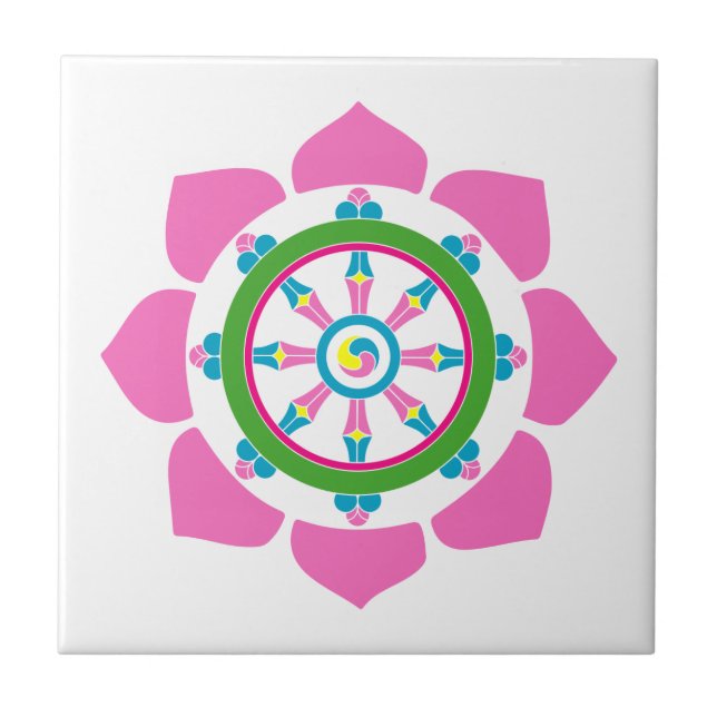 Azulejo De Cerámica Rueda Dharma (Frente)