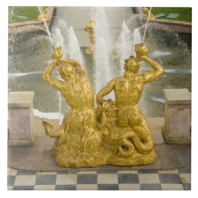 Azulejo De Cerámica Rusia, San Petersburgo. Fuente de Samson en (Frente)