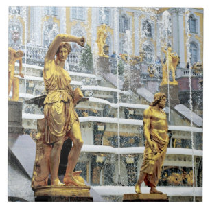 Azulejo De Cerámica Rusia, San Petersburgo, Peterhof, Sansón y